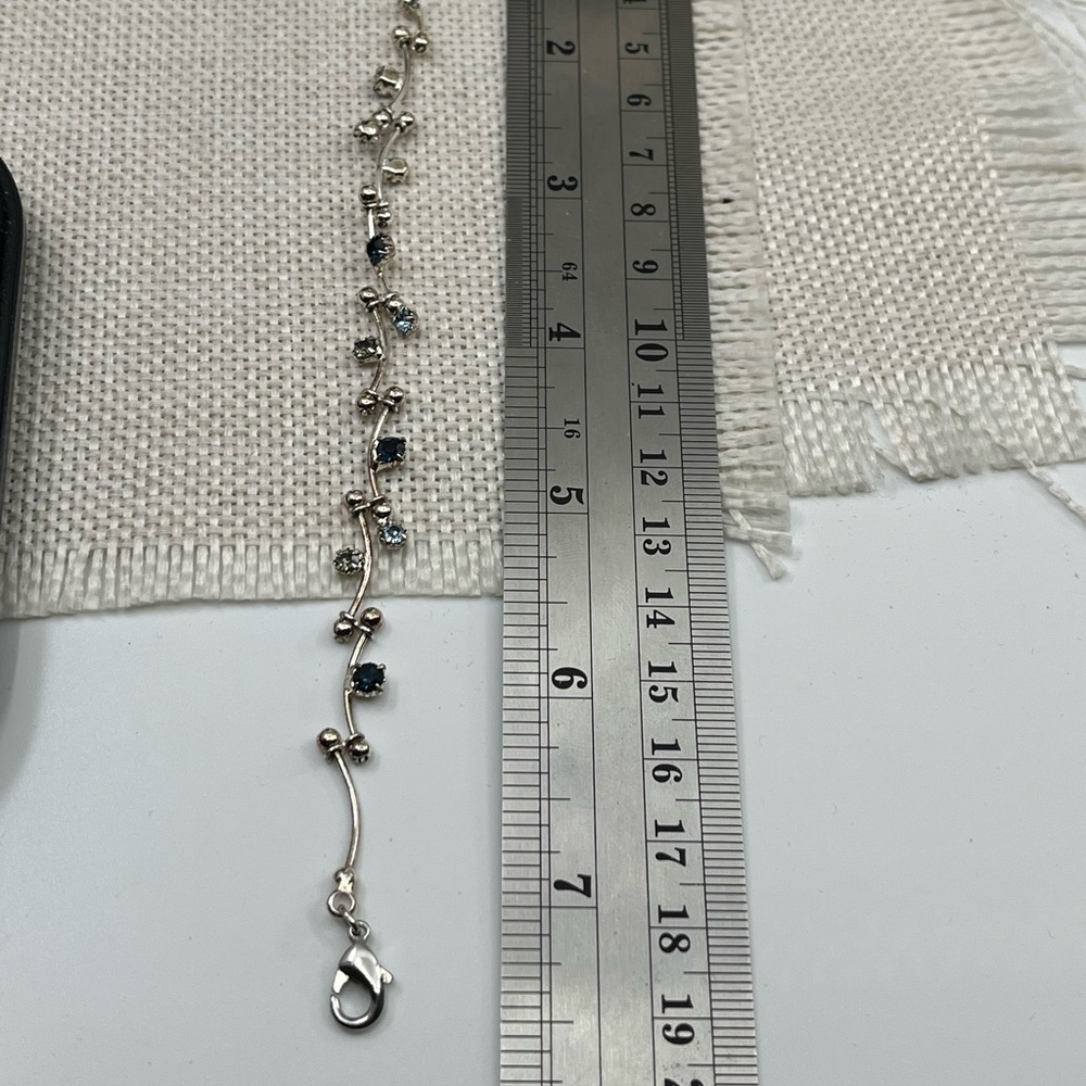 Vintage Vine CZ Bracelet Blue & Clear Stones | 7.25" - Picture 14 of 17